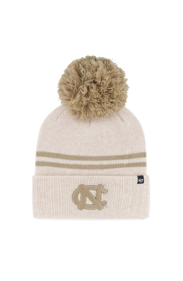 '47 Women's '47  Natural North Carolina Tar Heels Core & Inline Latte Cuffed Knit Hat with Pom, Main, color, Natural