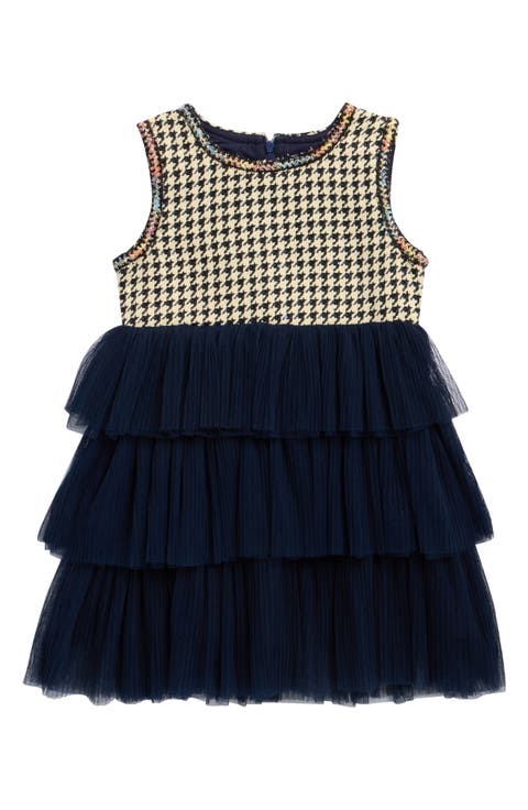 Kids' Houndstooth Chiffon Tiered Dress (Toddler & Little Kid)