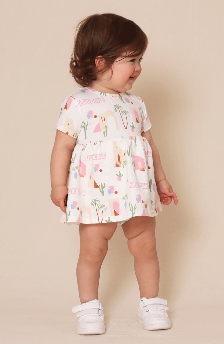 TINY TRIBE Mediterranean Print Dress & Attached Bloomers, Alternate, color, Multi