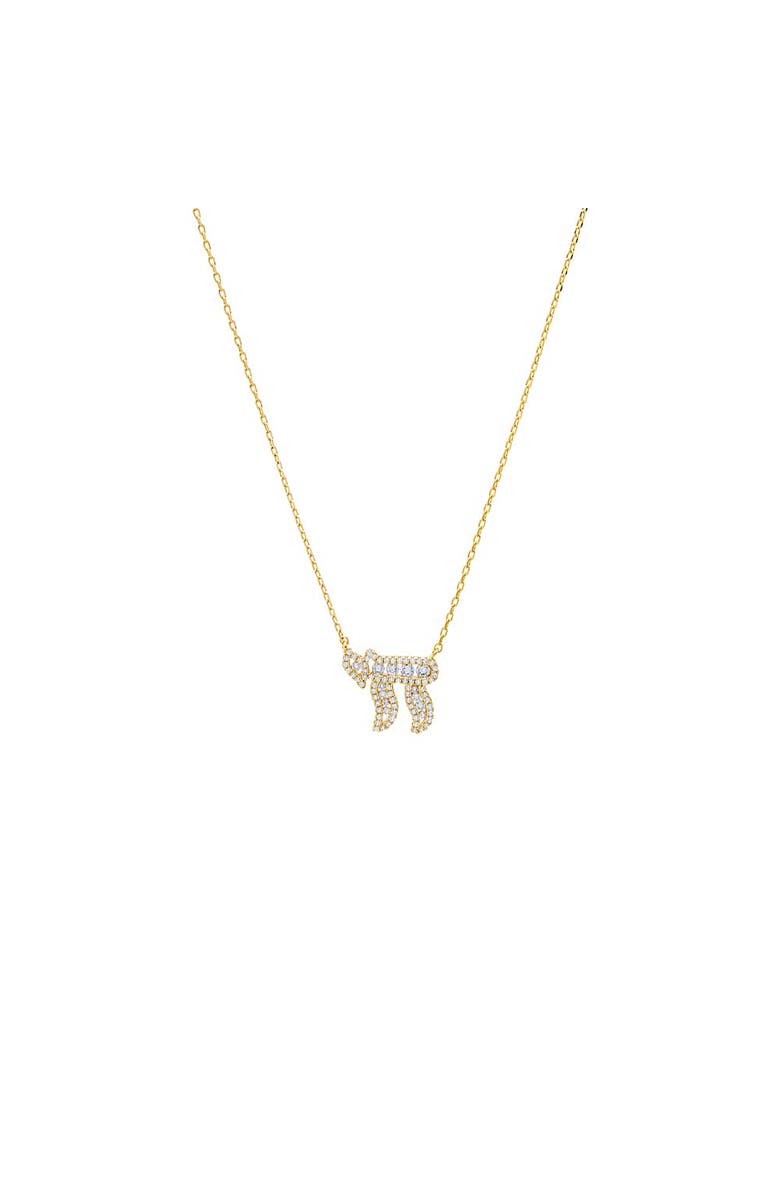 BY ADINA EDEN Mini CZ Pave Chai Pendant Necklace, Main, color, Gold