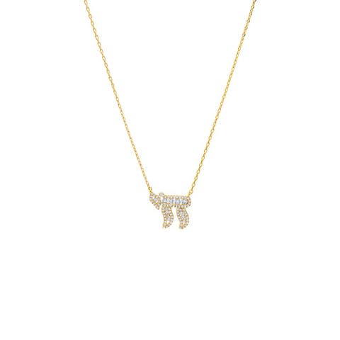 Mini CZ Pave Chai Pendant Necklace