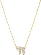 BY ADINA EDEN Mini CZ Pave Chai Pendant Necklace