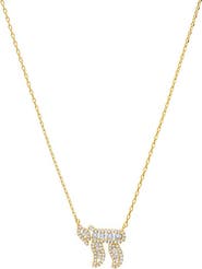 BY ADINA EDEN Mini CZ Pave Chai Pendant Necklace