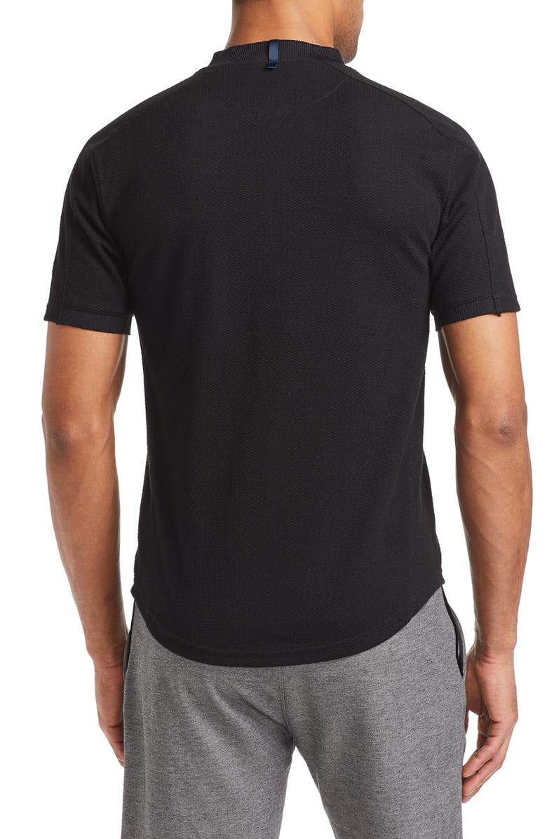 W.R.K Mason Slim Fit Textured Zip T-Shirt, Alternate, color, Black