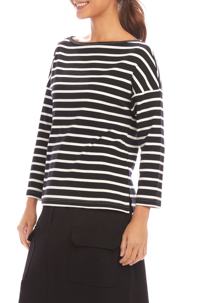 Karen Kane Stripe Boat Neck Top, Alternate, color, Black/ Cream