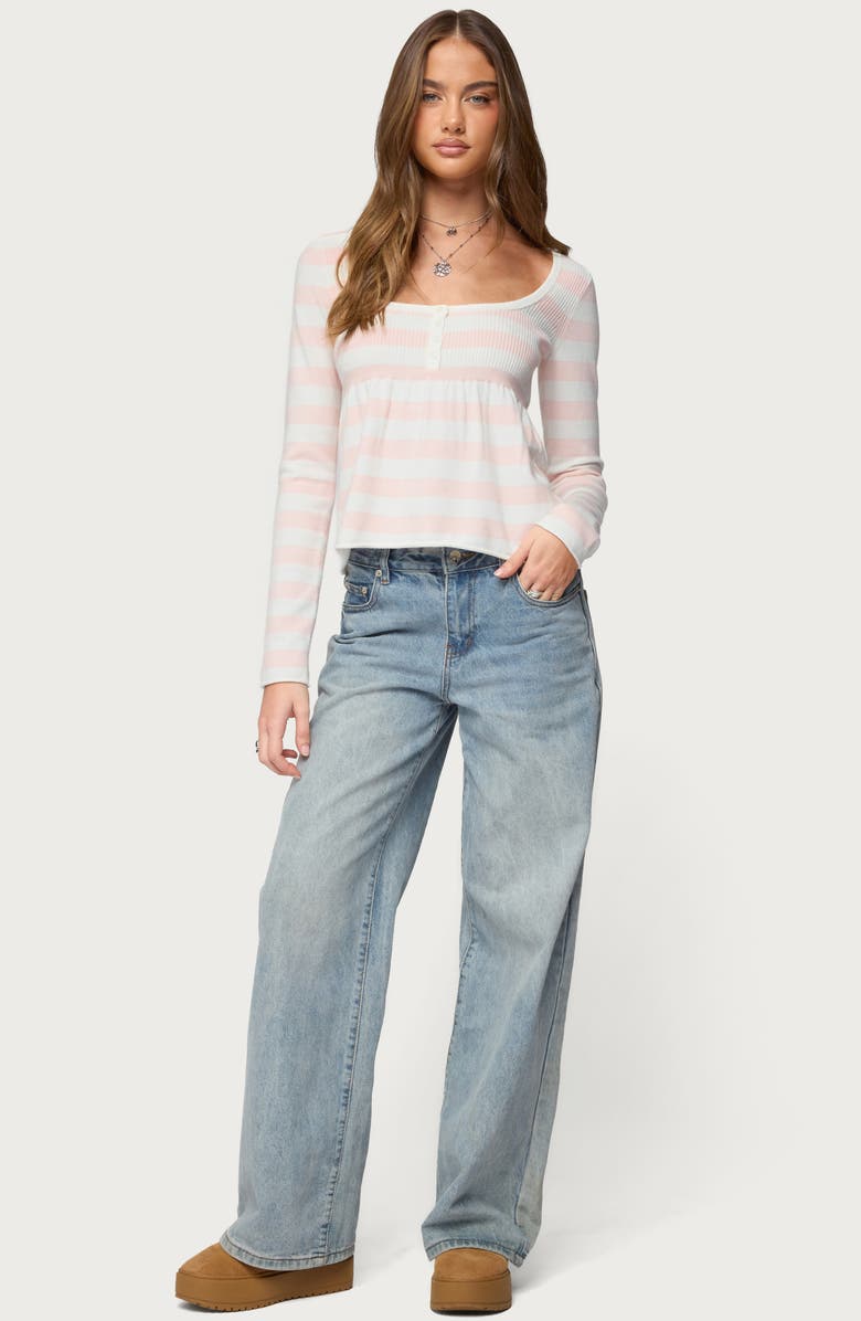 EDIKTED Lockie Stripe Knit Babydoll Top, Alternate, color, 