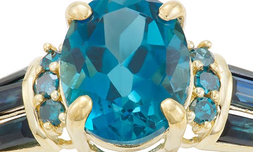 Shop Fuzion Creations London Blue Topaz & Sapphire Ring In Yellow