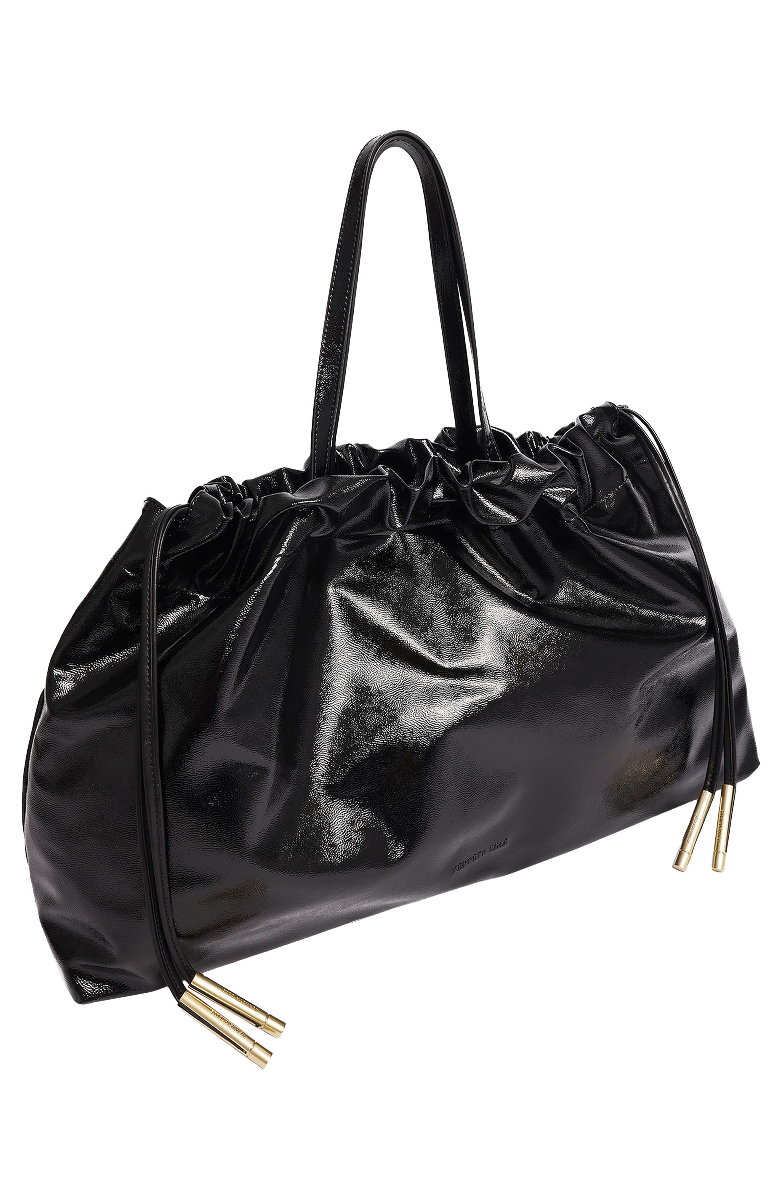 Riverside Oversized Faux Leather Tote, Alternate, color, BLACK