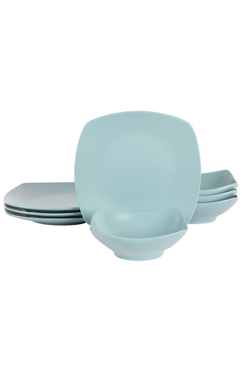 Gibson Home Zen Buffetware 8 Piece Fine Ceramic Dinnerware Set, Main, color, Blue