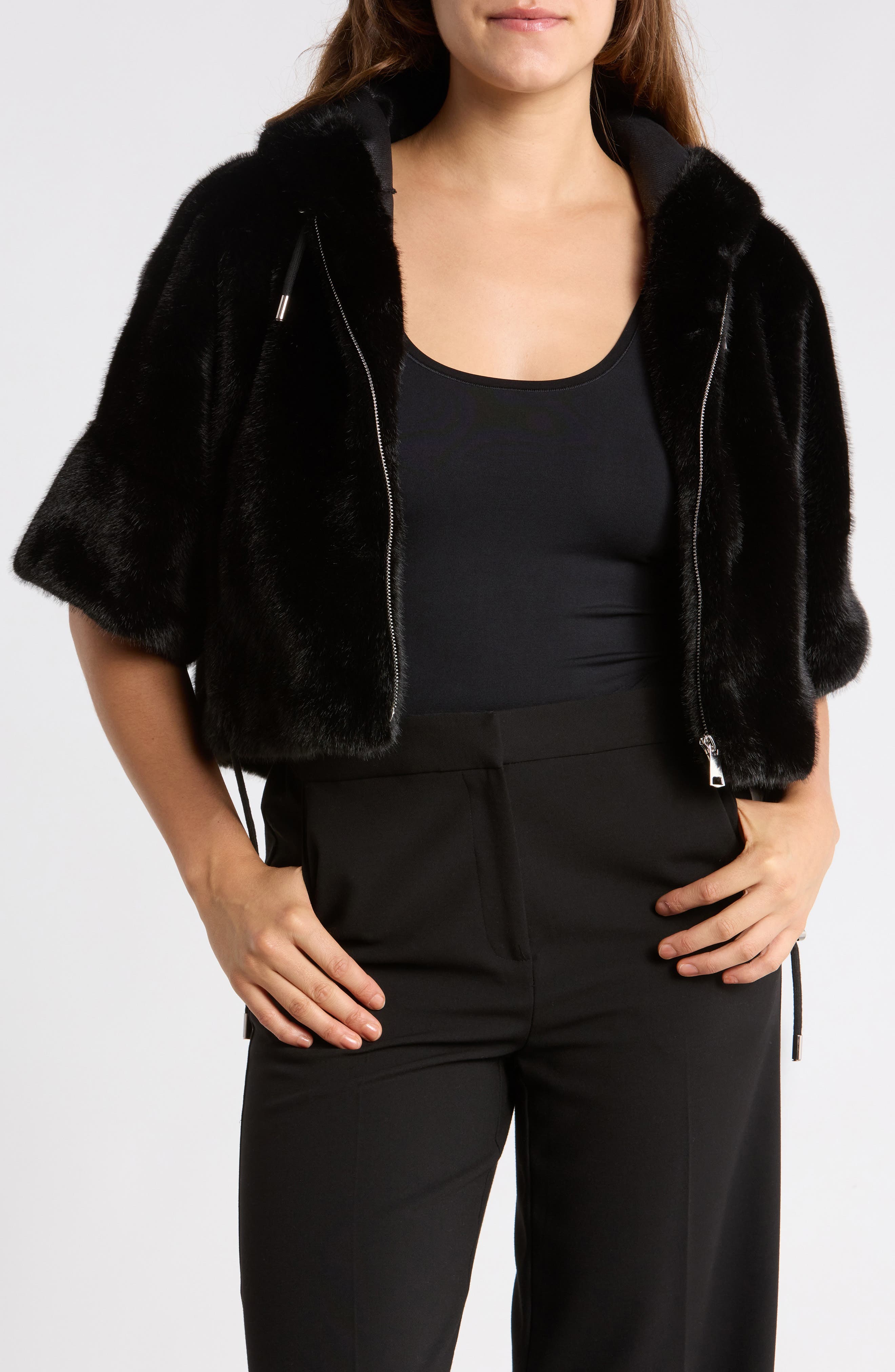 NATASHA Faux Fur Hooded Cropped Jacket (Women) | Nordstromrack
