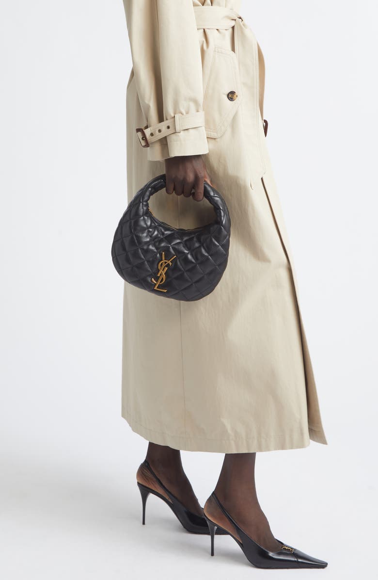 Saint Laurent Baby Icare Quilted Leather Hobo Bag, Alternate, color, Black