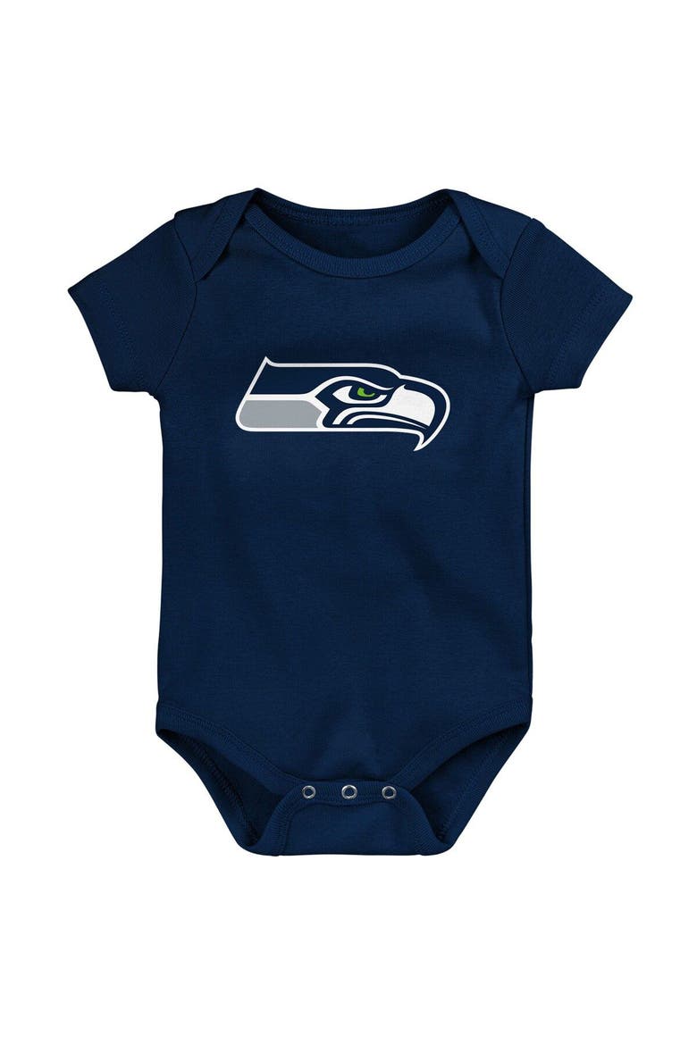 Infant College Navy/Neon Green/Heathered Gray Seattle Seahawks 3-Pack Game On Bodysuit Set, Alternate, color, Navy