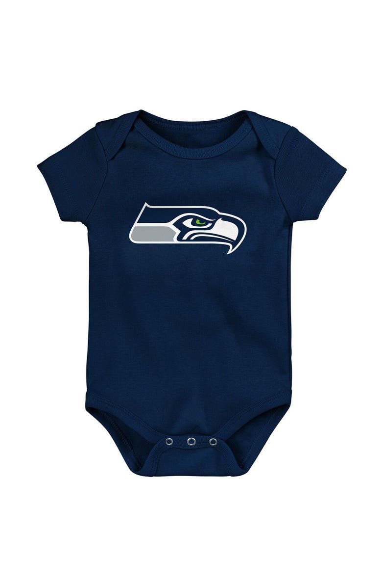 Outerstuff Infant College Navy/Neon Green/Heathered Gray Seattle Seahawks 3-Pack Game On Bodysuit Set, Alternate, color, 