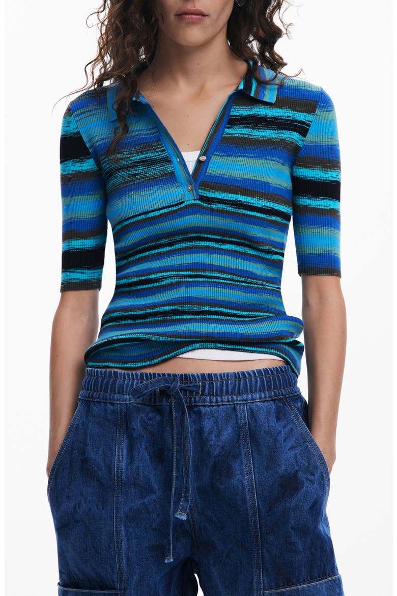 Rib Stripe Henley, Main, color, BLUE