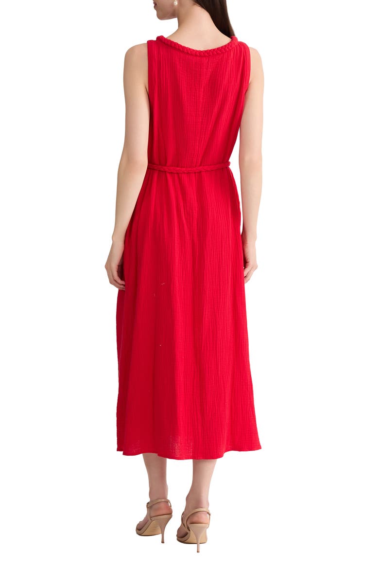 Belted Sleevless Midi Dress, Alternate, color, ROUGE