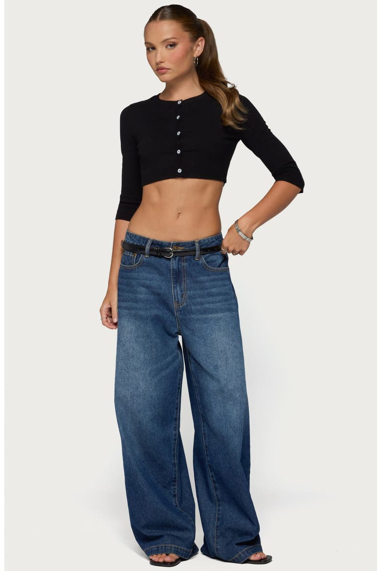 Gilba Button Up Knit Crop Top, Alternate, color, BLACK