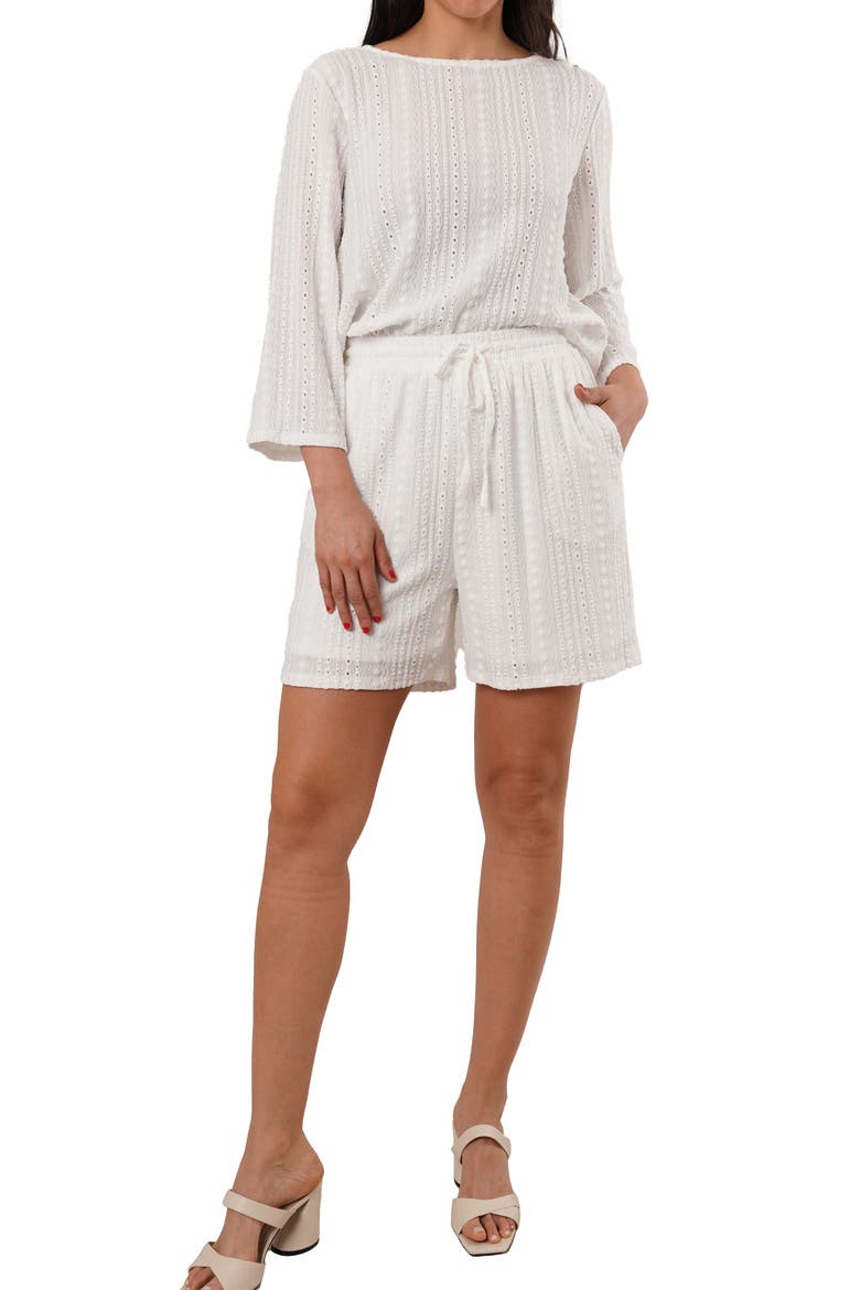 Eyelet Shorts, Alternate, color, WHITE