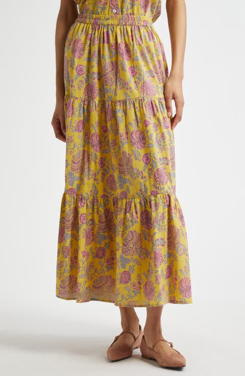 Paola Floral Print Tie Waist Maxi Skirt