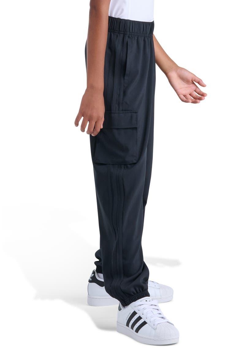 Kids' 3-Stripes Cargo Jogger Pants, Alternate, color, BLACK