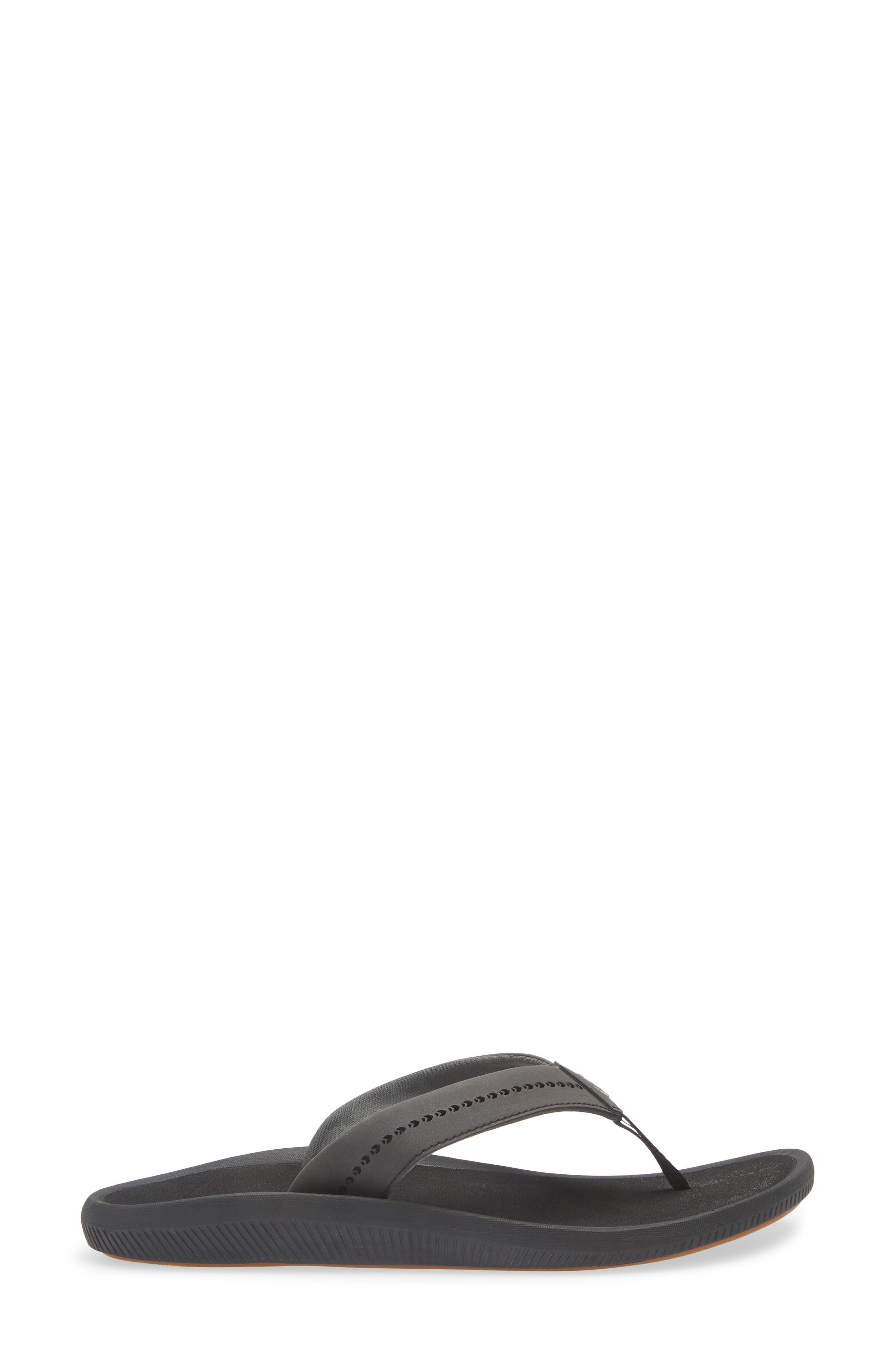 OluKai Ulele Water Resistant Flip Flop, Alternate, color, Black / Black