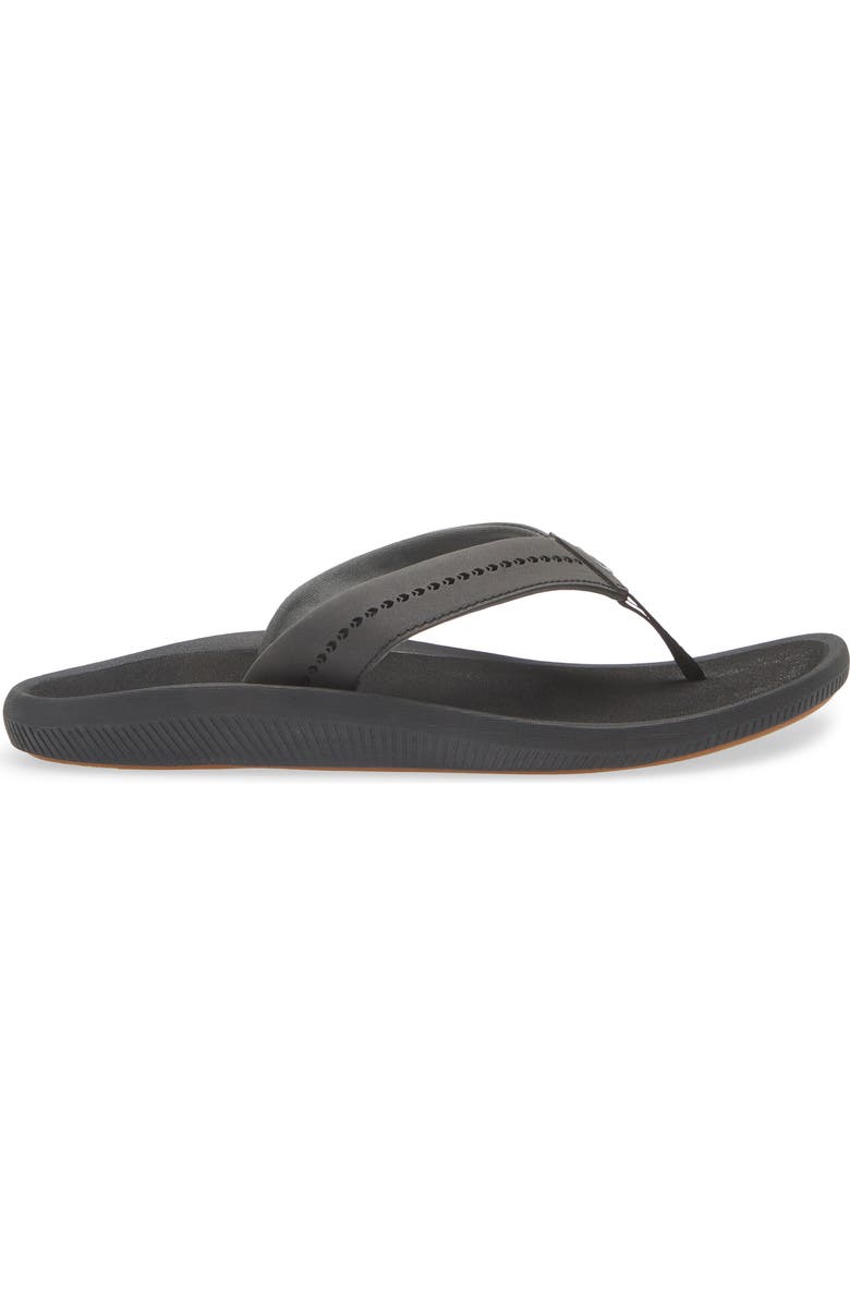 OluKai Ulele Water Resistant Flip Flop, Alternate, color, Black / Black
