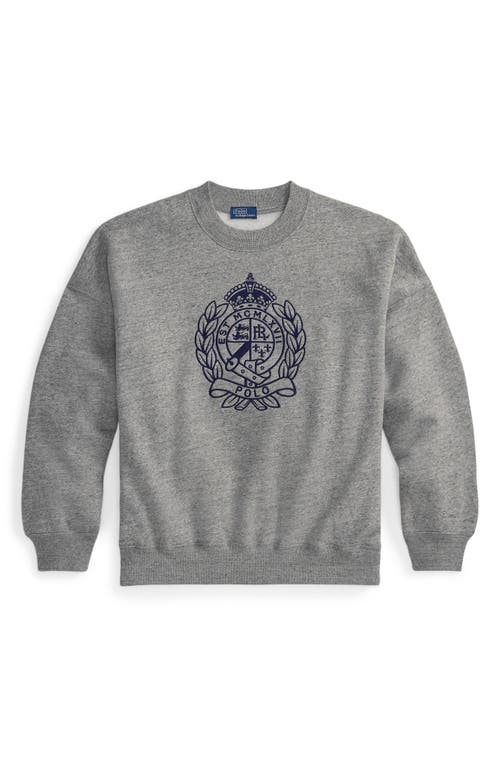 Polo Ralph Lauren Embroidered Crest Sweatshirt In Gray