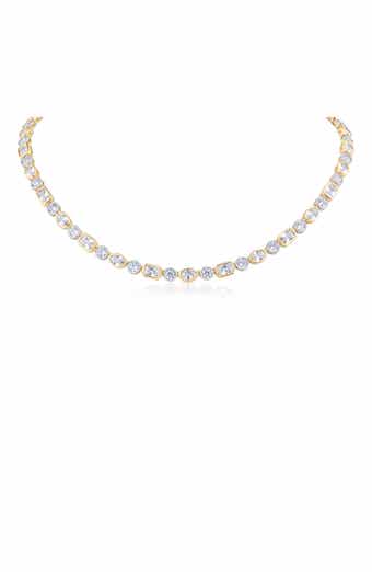 Two-Tone Bezel Cubic Zirconia Collar Necklace