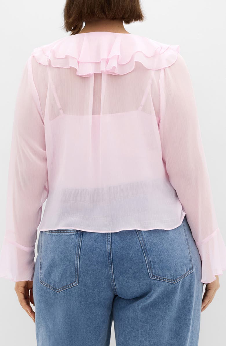 City Chic Luscious Sheer Ruffle Top, Alternate, color, 