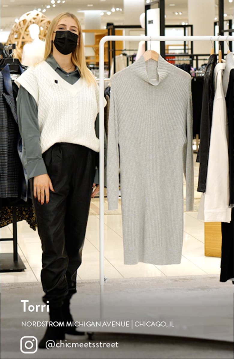 Turtleneck Ribbed Long Sleeve Sweater Dress, sales video thumbnail