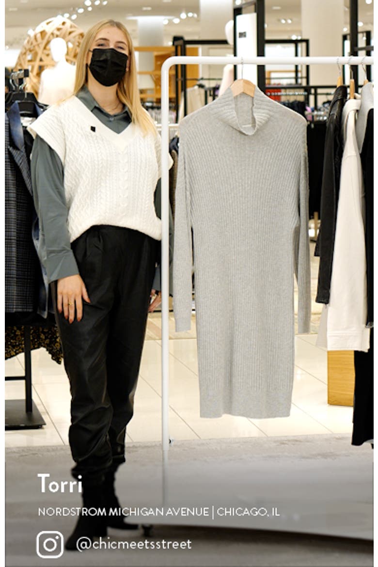 Turtleneck Ribbed Long Sleeve Sweater Dress video