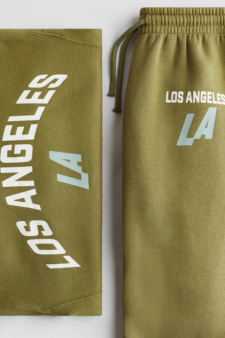 2-piece Printed Sweatshirt Set, Alternate, color, Khaki green/Los Angeles