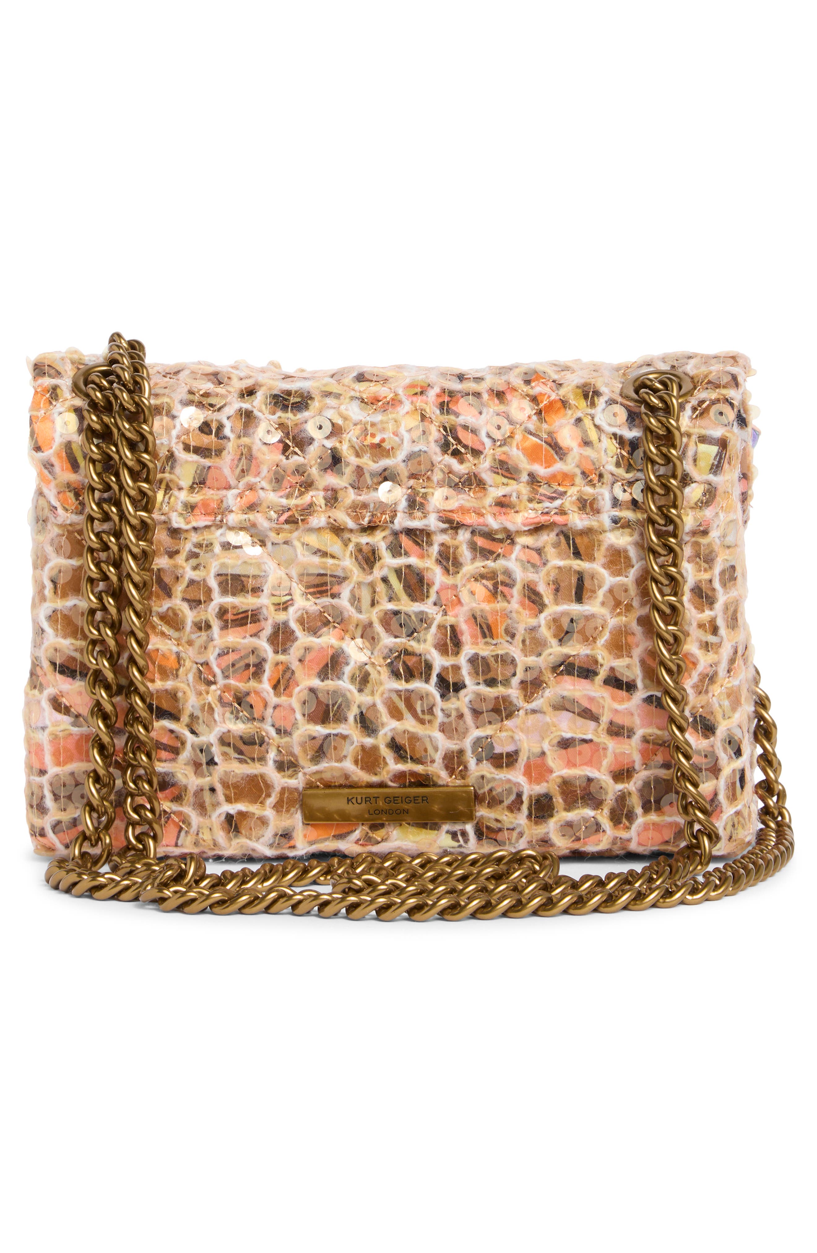 Kurt Geiger London Mini Kensington Floral Convertible Shoulder Bag, Alternate, color, Open Brown