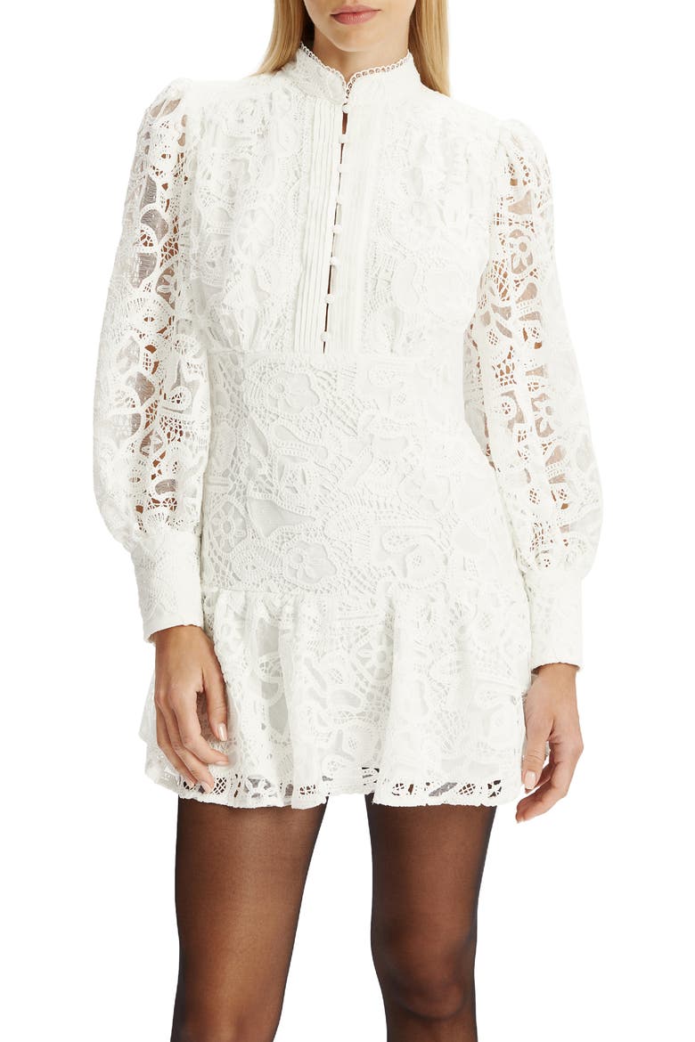 Remy Lace Long Sleeve Minidress, Alternate, color, ORCHID WHITE