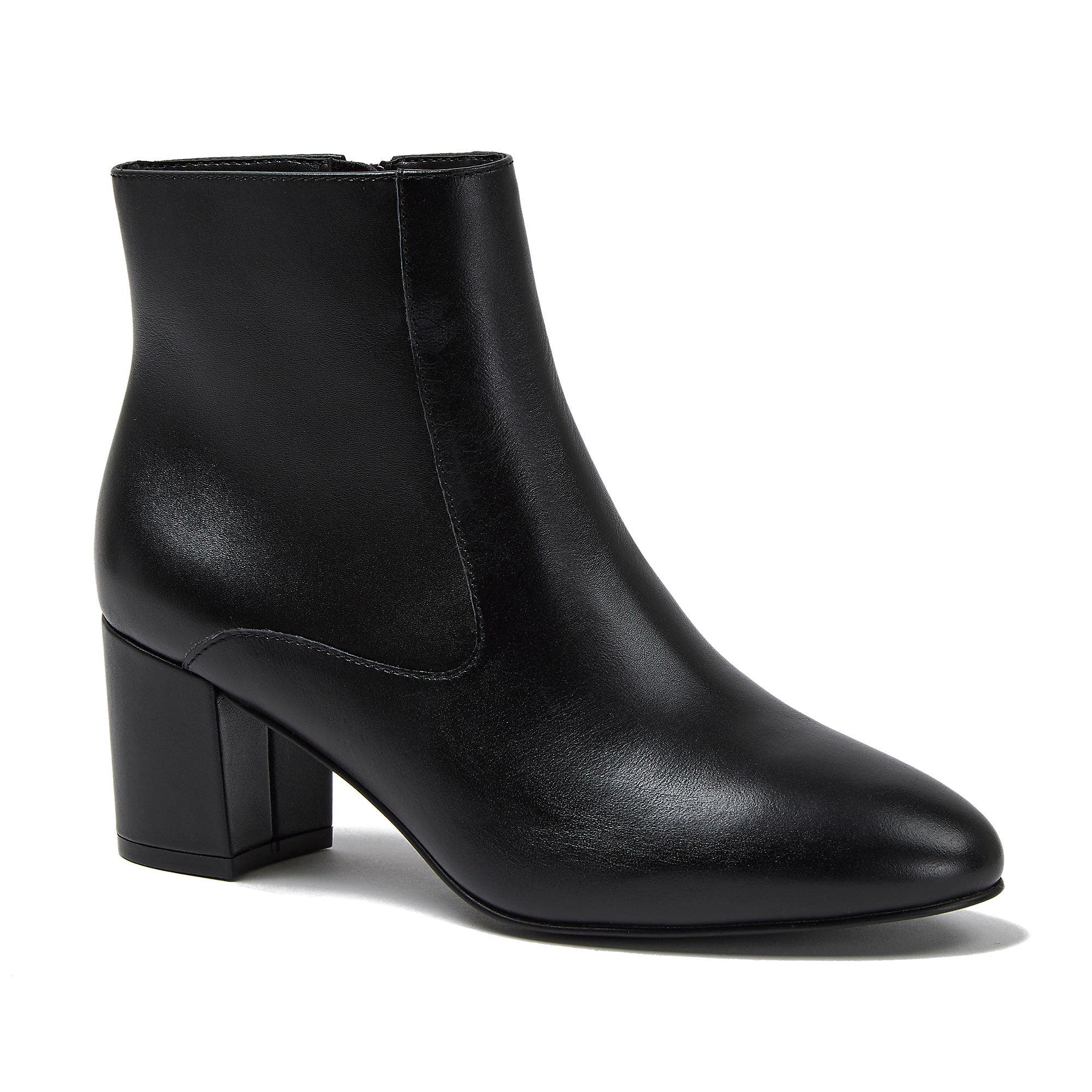 Essential Leather Block Heeled Boots, Main, color, Black