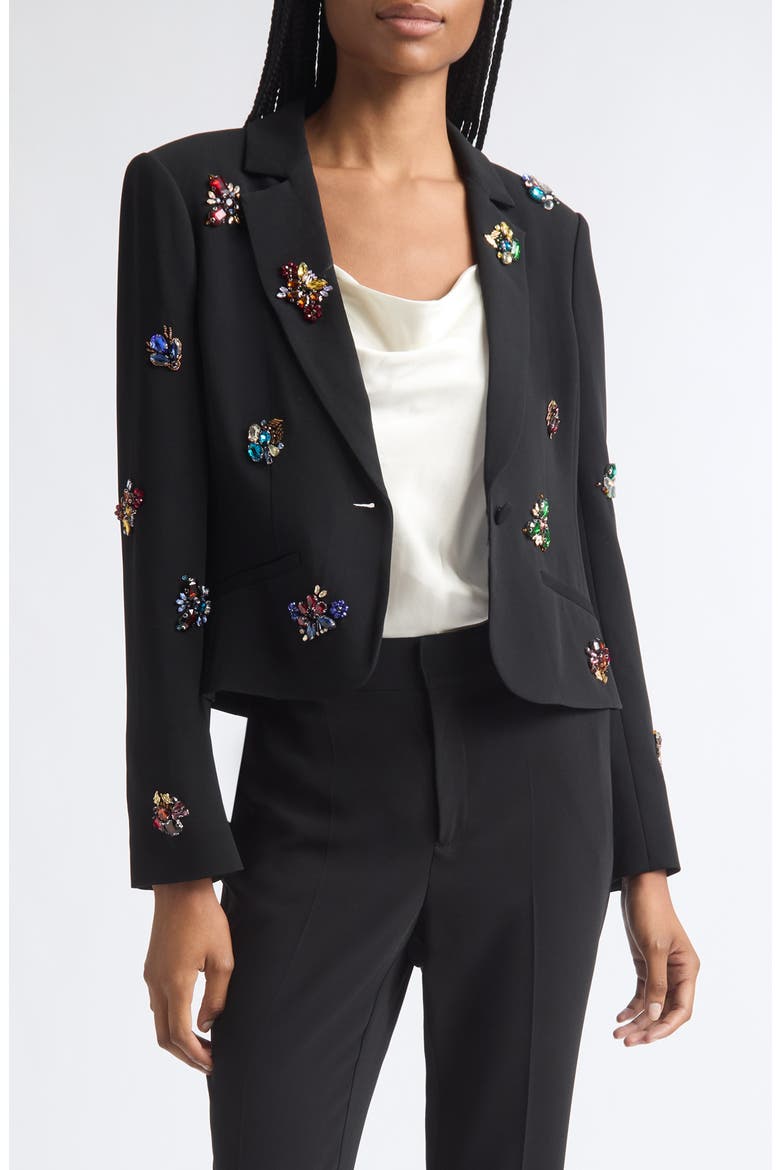 Le Petit Karlie Crown Jewel Blazer, Main, color, BLACK/ MULTI