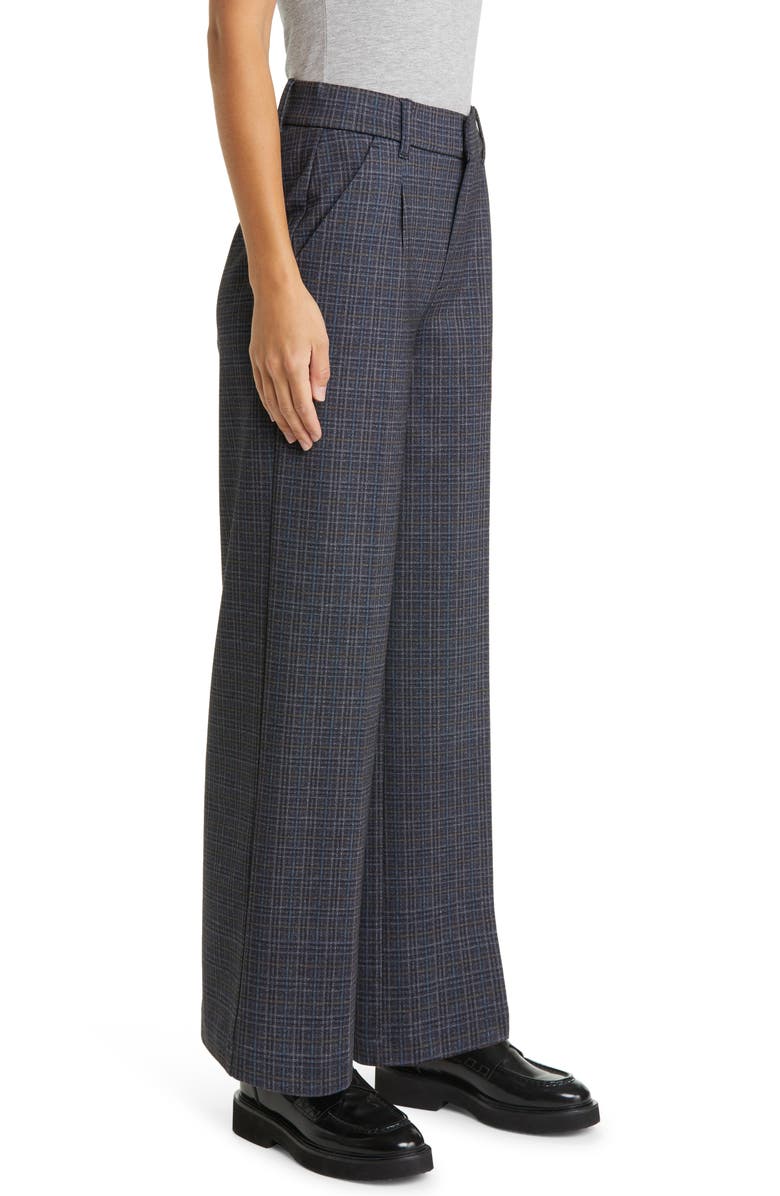 Wit & Wisdom 'Ab'Solution Plaid Skyrise Wide Leg Ponte Trousers, Alternate, color, Charcoal Blue Multi