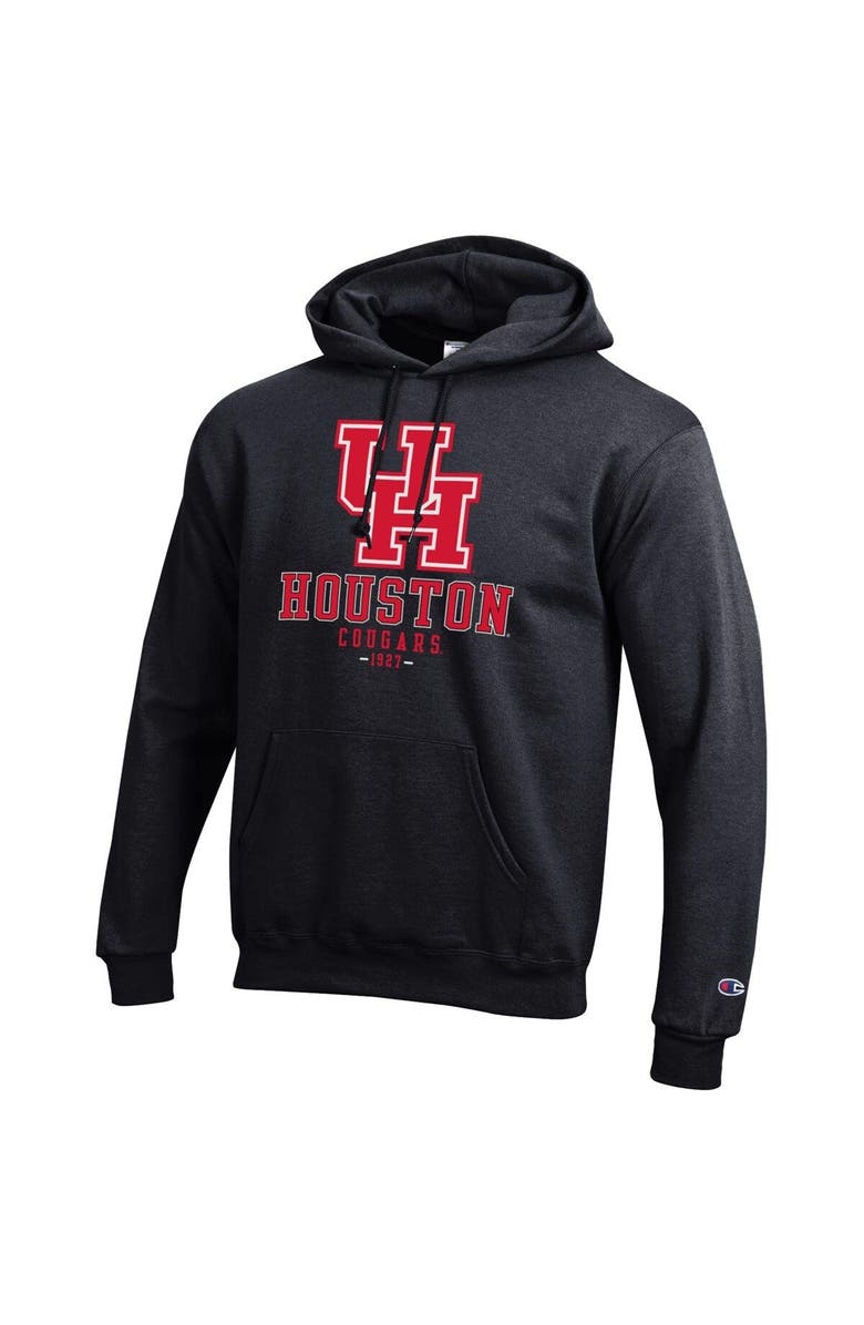 Champion Men's Champion Black Houston Cougars Team Stack Powerblend Pullover Hoodie, Alternate, color,