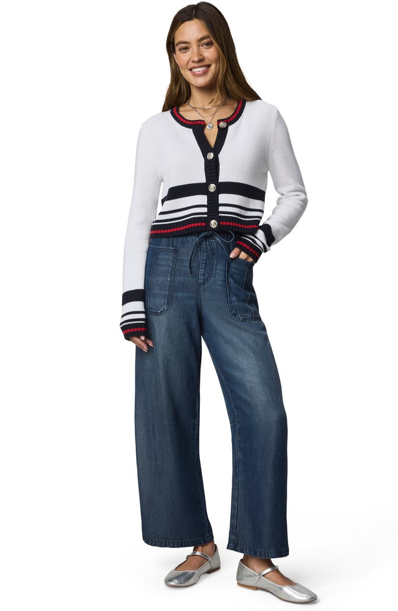 Splendid Sailor Stripe Cardigan, Alternate, color, White/ Navy/ Rouge