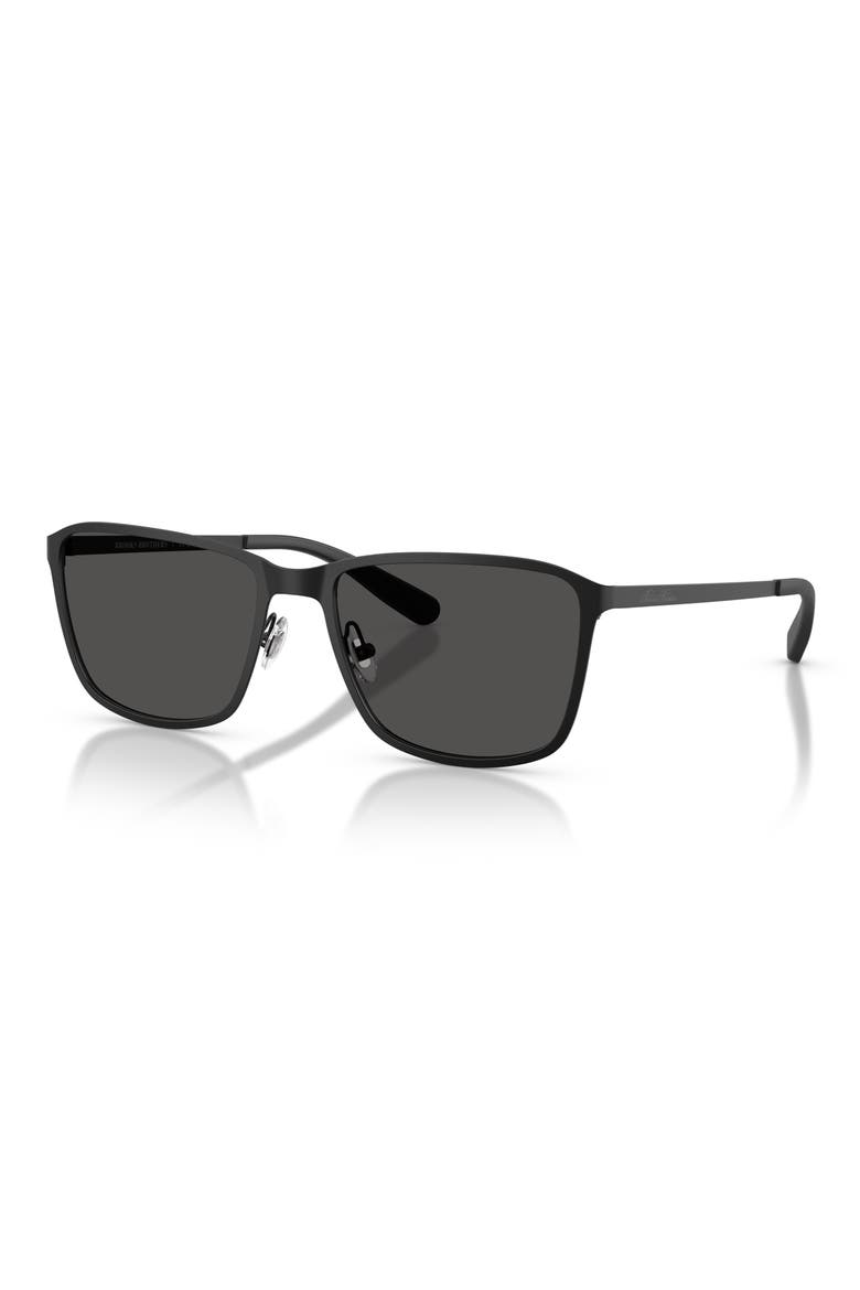 57mm Rectangular Sunglasses, Alternate, color, BLACK / SOLID DARK GREY