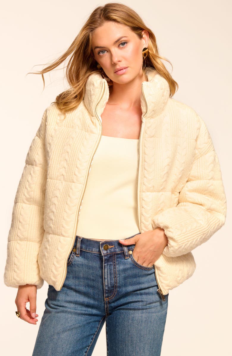 Ramy Brook Eliana Knit Puffer Jacket, Alternate, color, Winter White