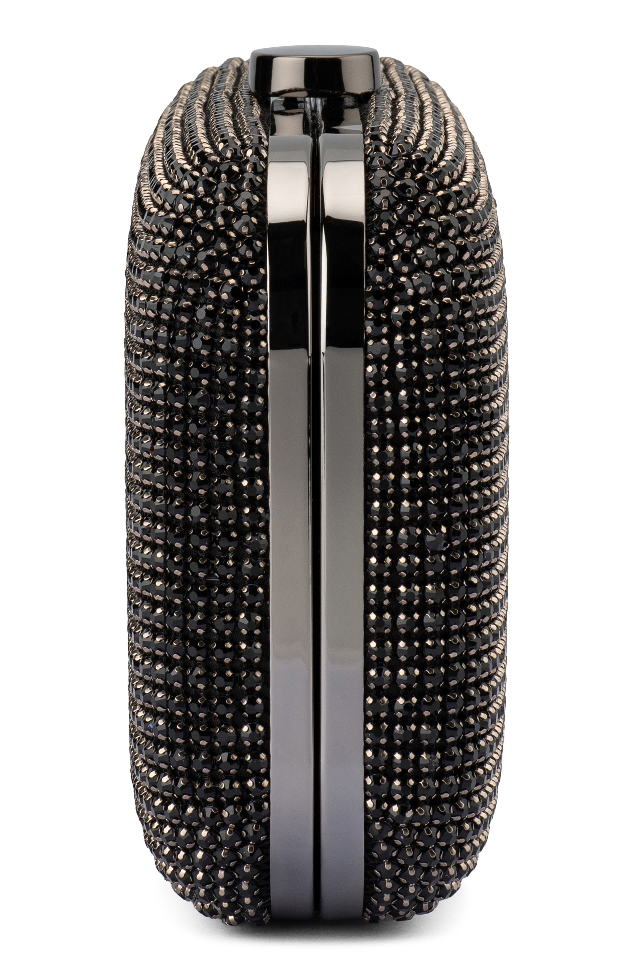 Olga Berg Rae Crystal Frame Clutch, Alternate, color, Black