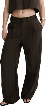 MANGO Pleated Straight Leg Pants
