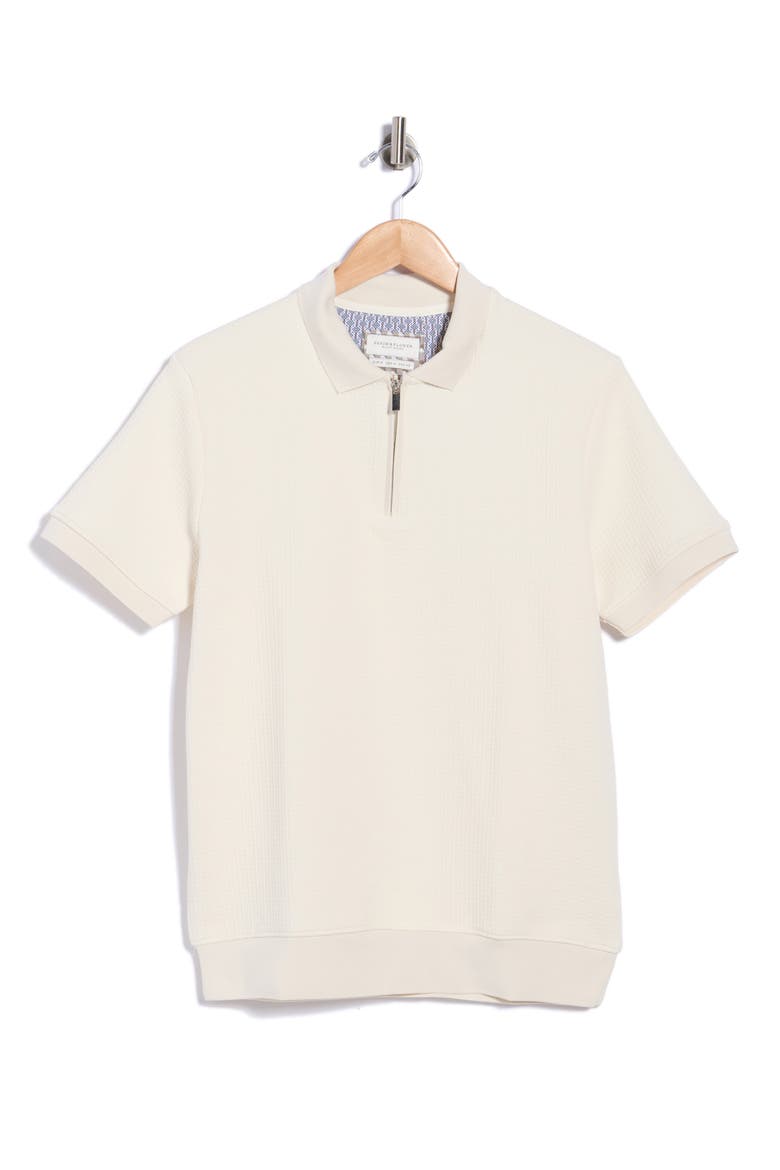 Zipped Short Sleeve Polo, Alternate, color, OFF WHITE