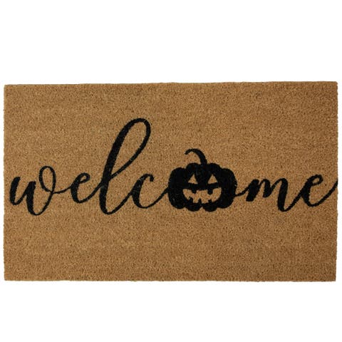 Natural Coir Pumpkin "Welcome" Halloween Doormat - 18" x 30"