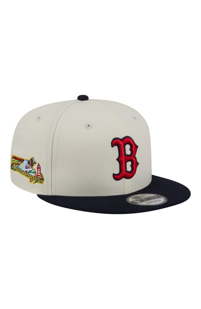 New Era Men's New Era Cream/Navy Boston Red Sox Localized 9FIFTY Snapback Hat, Main, color, Cream