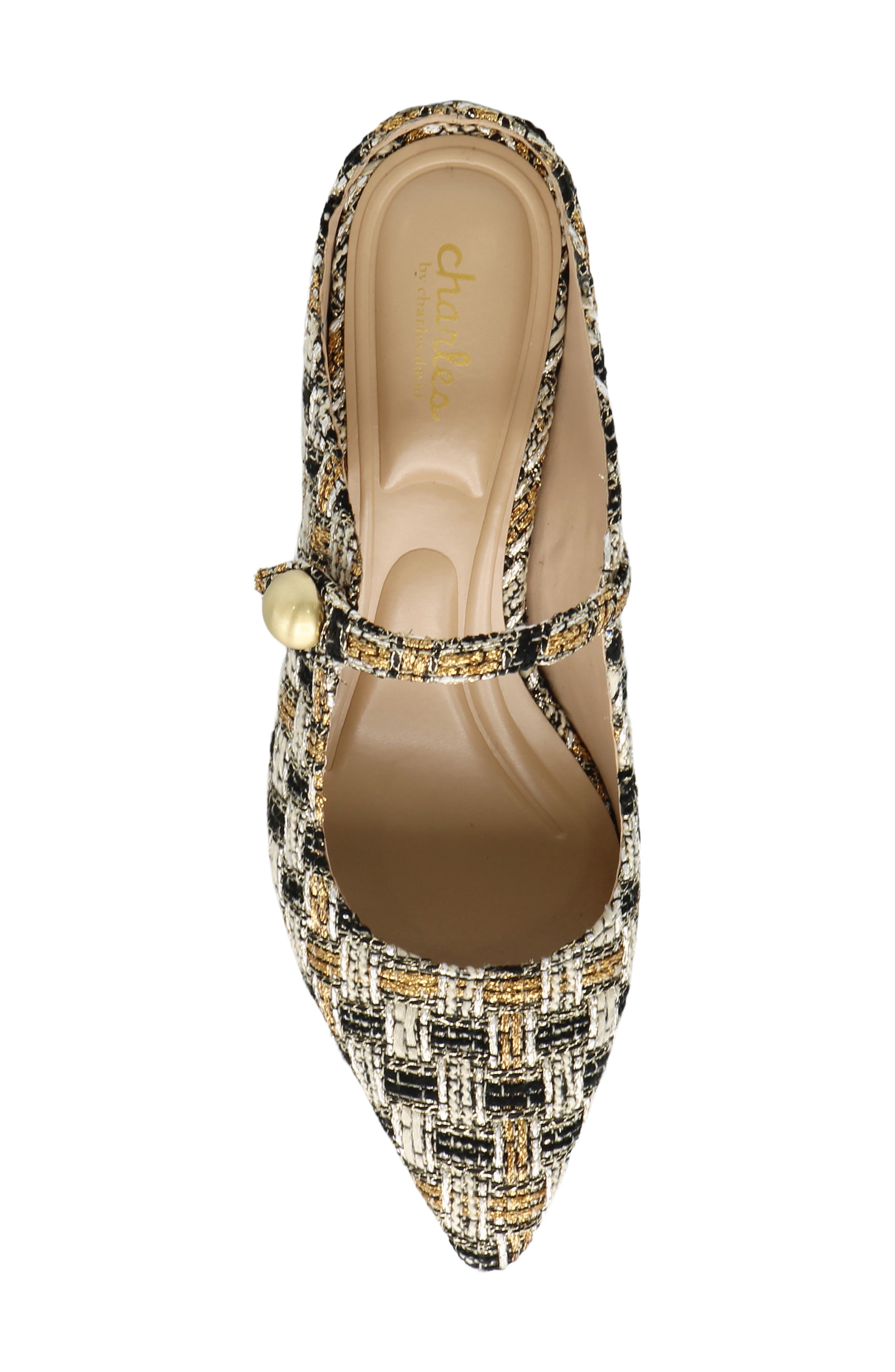 Charles by Charles David Avel Mary Jane Pointed Toe Mule, Alternate, color, Black-Gold-Tx