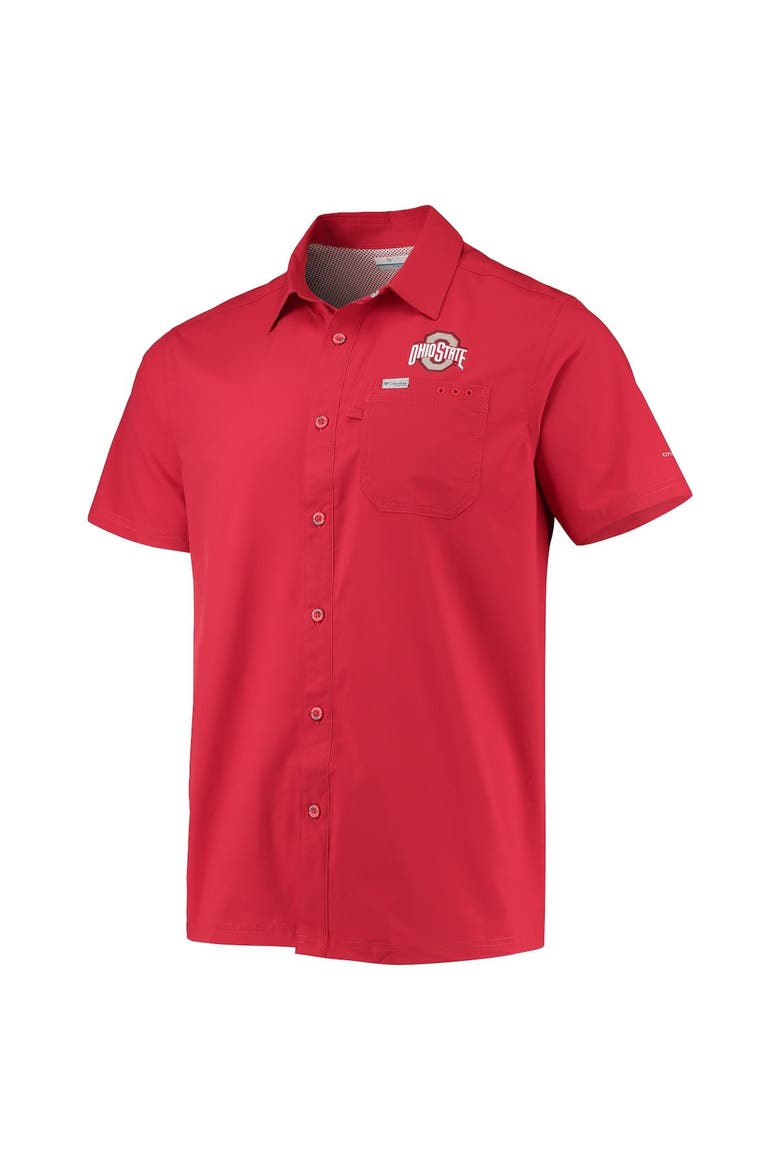 Men's Columbia PFG Scarlet Ohio State Buckeyes Slack Tide Camp Button-Up Shirt, Alternate, color, Scarlet