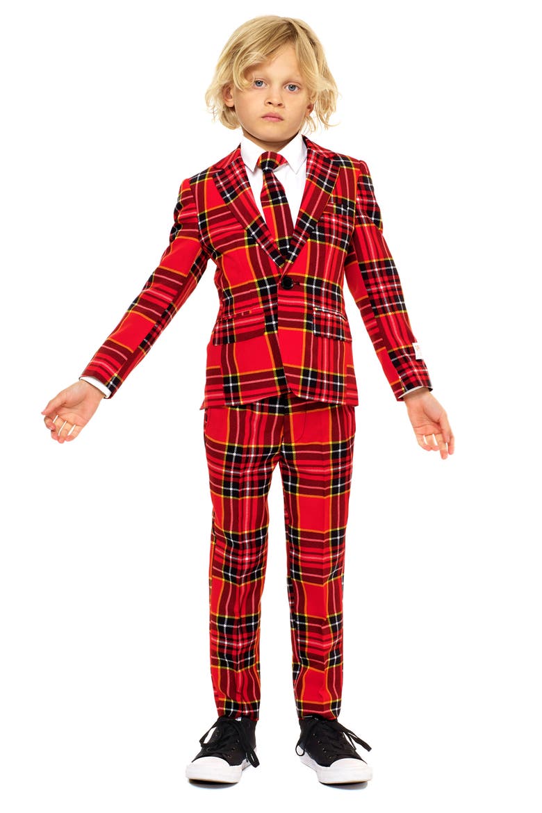 Lumberjack Two-Piece Suit with Tie, Main, color, RED