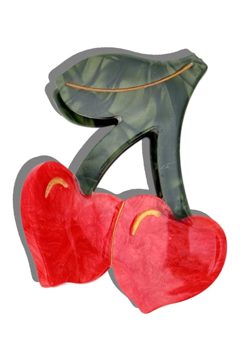 Cherry Heart Claw Hair Clip, Alternate, color, RED