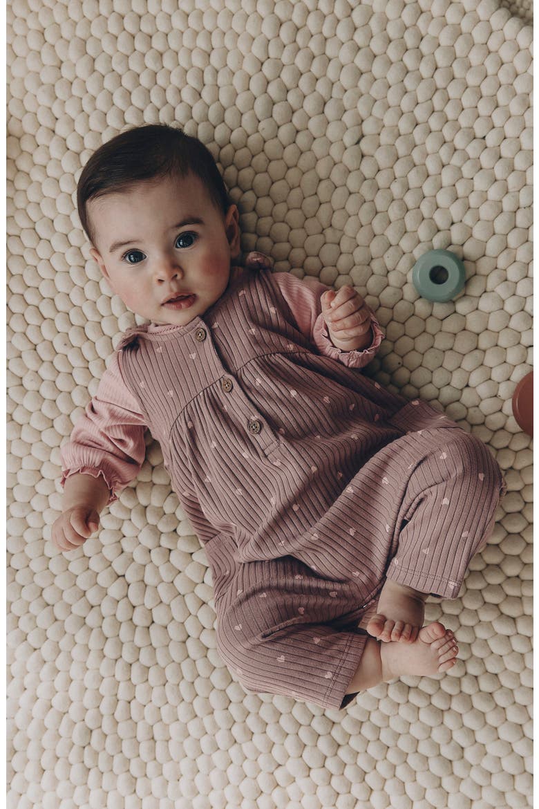 Kids' Heart Printed Romper & Bodysuit Set, Alternate, color, BROWN